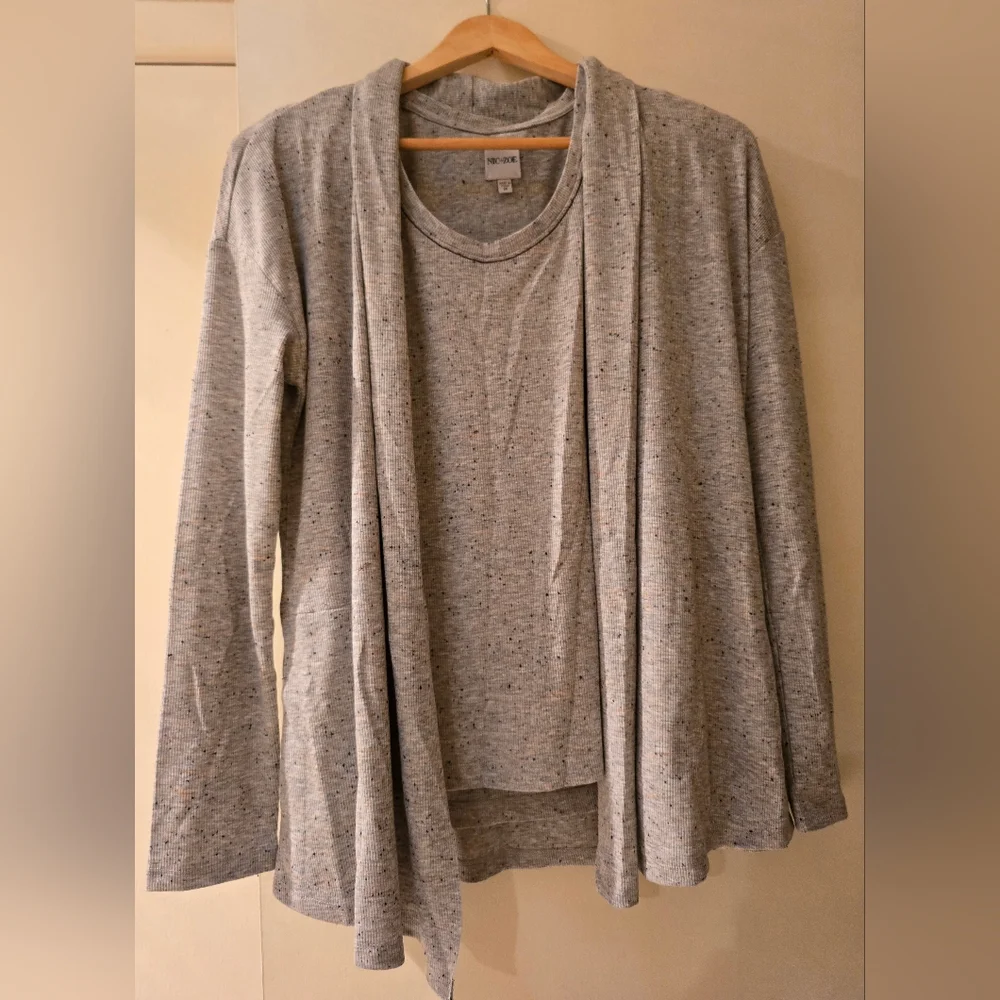 NWT Nic+ Zoe speckled knit cardigan and sleeveless scoop set - Picture 4 of 16